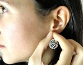 Miniature Flowers Earrings, Sterling Silver Earrings Etched and Oxidized, Floral Earrings, Small Tear Drop Earrings, Nature Jewelry