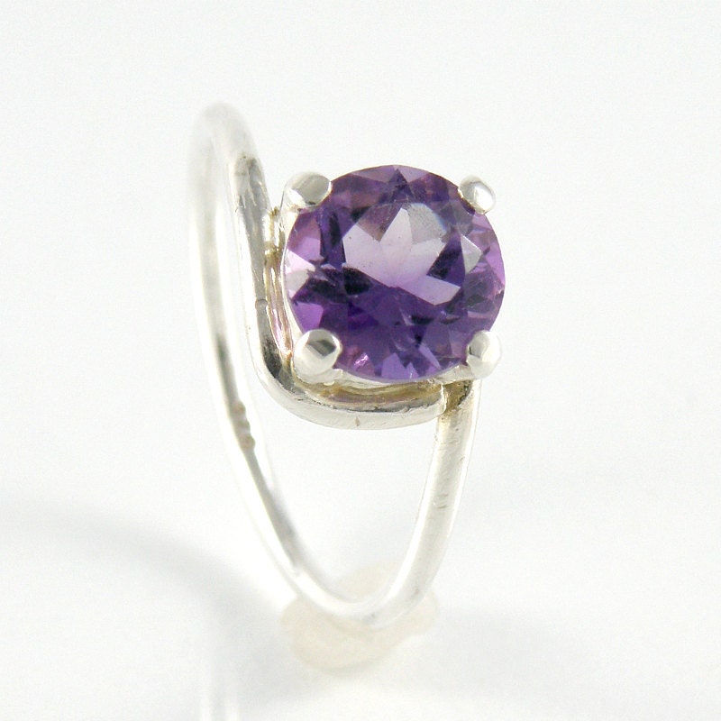 Amethyst Engagement Ring, Amethyst Sterling Silver Ring, February Birthstone, Faceted Amethyst Ring, Purple Gemstone Ring