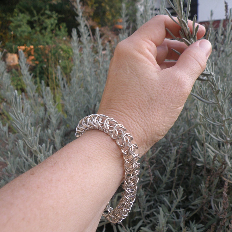 Chainmaille Byzantine Silver Bracelet, Sterling Silver Chain Maille Bracele, Gift For Women, Chain Mail Jewelry