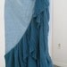 Cascade Bleue waterfall jean skirt teal silk cascading ruffle Renaissance Denim Couture turquoise blue bohemian sea goddess mermaid