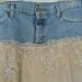 Isabelle jean skirt gorgeous ecru lace creamy crepe tiered ruffled frou frou Renaissance Denim Couture bohemian fairy goddess Made to Order