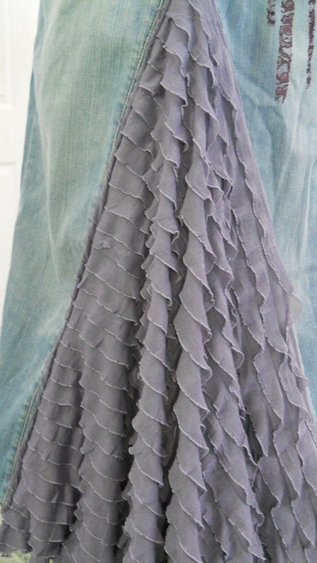 Belle Époque Lavande bohemian jean skirt lilac purple lavender wisteria ruffled silk ultra femme bohemian beach wedding mermaid