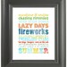Summer Rules Subway Wall Art Decor . Summertime Beach Vacation Bucket List . Fireworks . 8x10 // Aqua Turquoise Red Yellow Orange Print