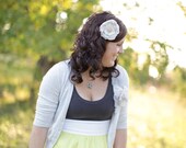 White Fabric Flower Vintage Rhinestone Hair Clip