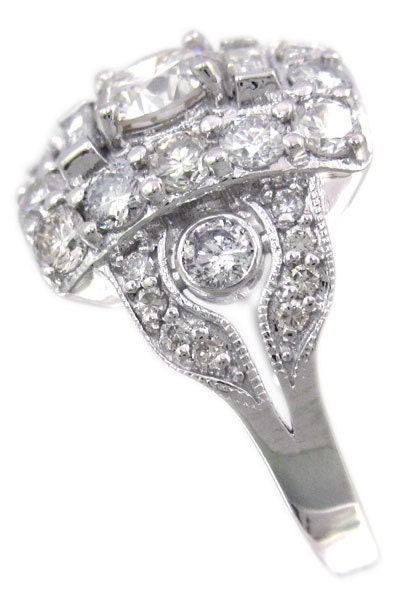 Round cut diamond engagement ring art deco antique style 2.05ctw
