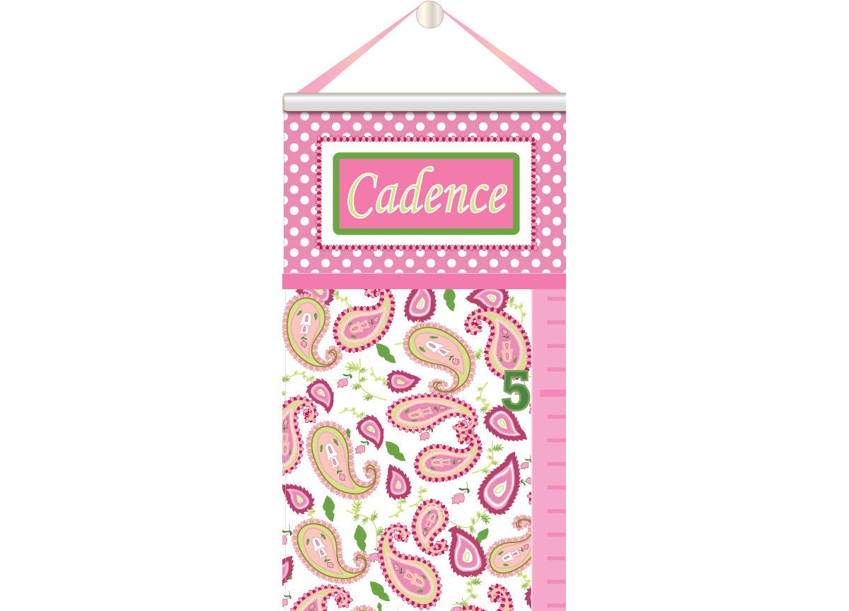 Pink Paisley Splash Canvas Growth Chart