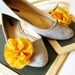 Fabric Flower Shoe Clips - Sunflower Yellow Chiffon