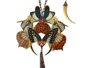 Real Butterfly Dragonfly Luna Moth Wings - Neo Victorian Fairy Fantasy - Gold Plated Necklace - One Of A Kind - Free Shipping