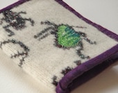 Cashmere Knitted Retro Sewing Needle Case White With Embroidery