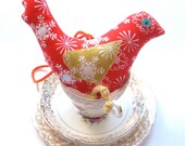 Bright Orange Sewn Tweeting Woodland Bird Limited Edition