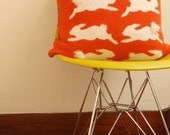 Handmade Orange Bunny Rabbit Knitted Cushion/ Pillow  50 x 50 cm