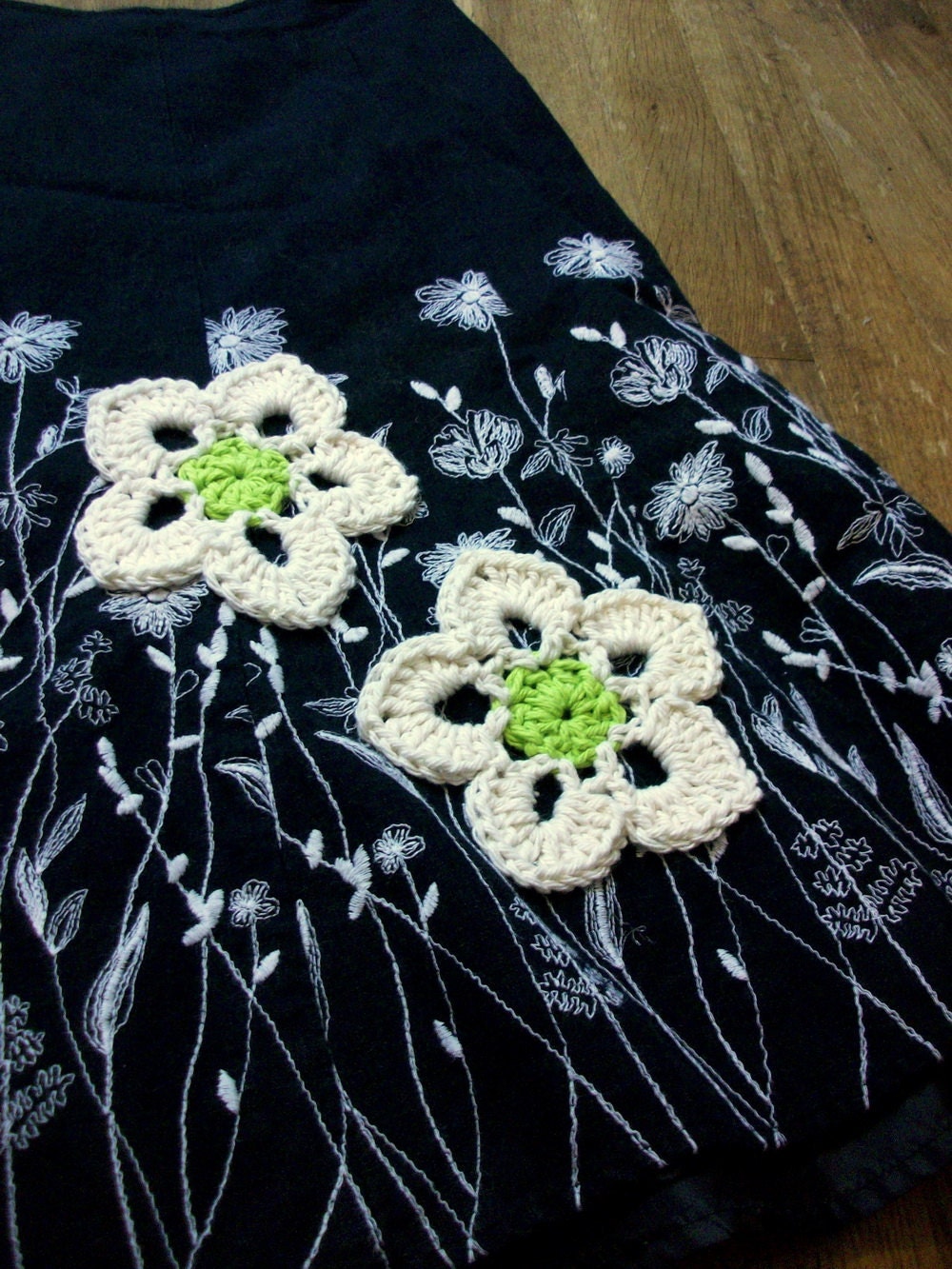 Black White Flower Skirt