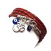 Leather Wrap Bracelet with Om Charm and Evil Eye,yoga jewelry,wrap bracelet, namaste jewelry, om jewelry