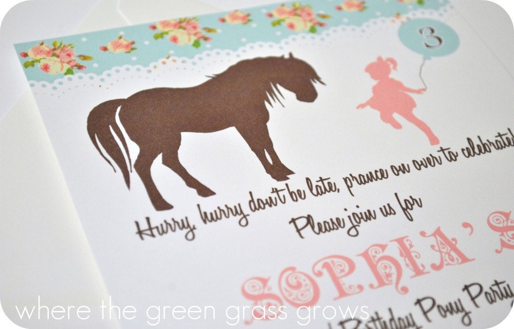 Shabby Chic Vintage Pony Invitation