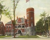 Armory UTICA New York - 1908 Vintage Postcard Waterville New York  Cancel