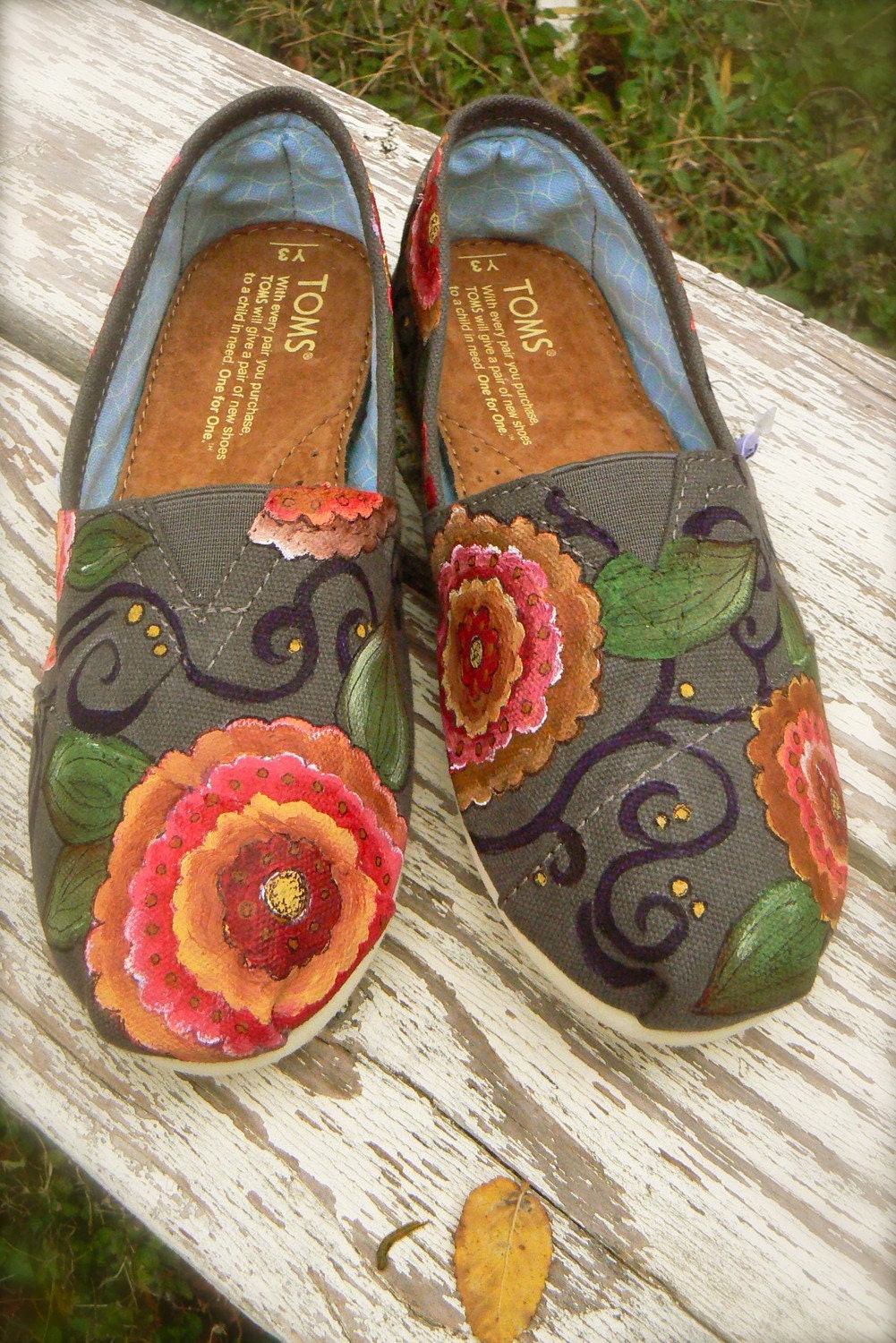 Custom hand painted TOMS, bohemian floral