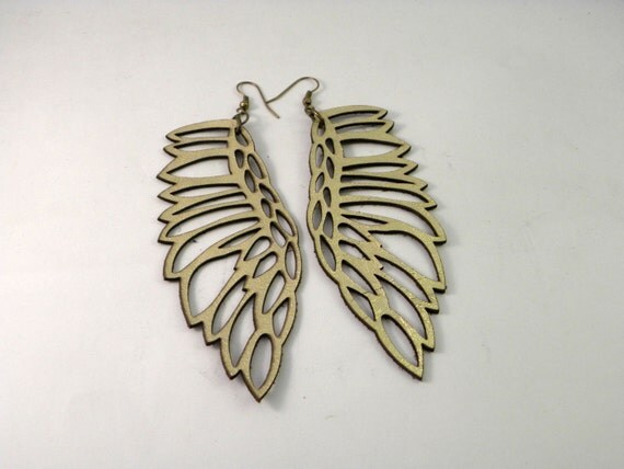 Leather jewelry - "Martin Pescador" earrings Gold by Laurel