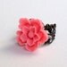 pink cabochon flower,antique brass,ring