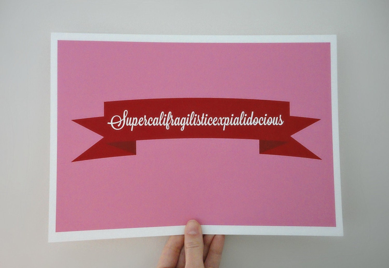 Typography Print Supercalifragilisticexpialidocious A4 Archival Print in Pink and Blue