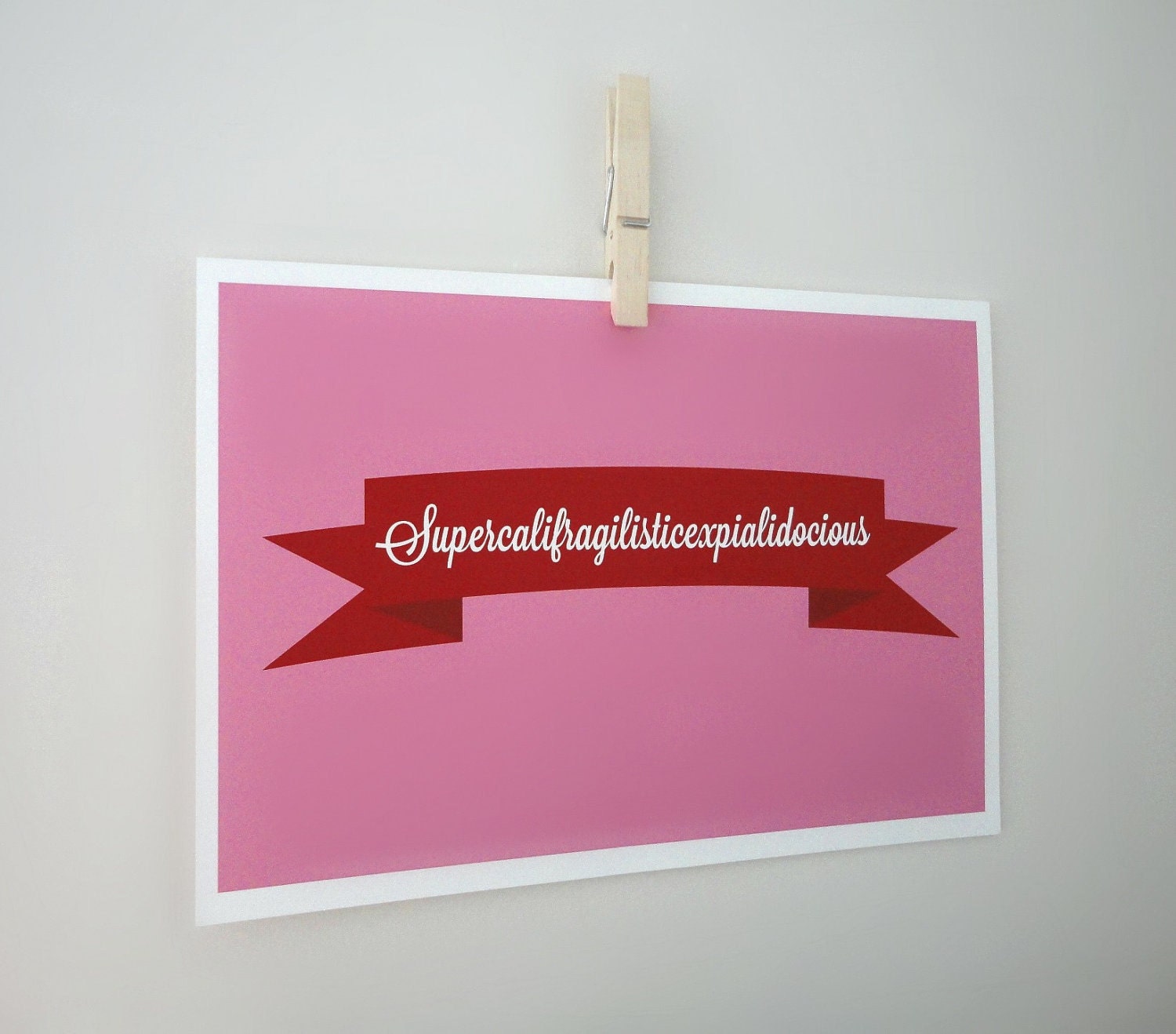 Typography Print Supercalifragilisticexpialidocious A4 Archival Print in Pink and Blue