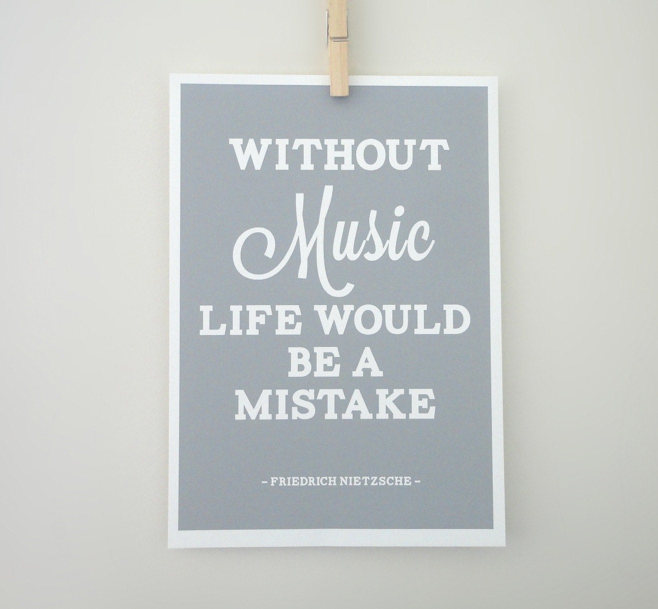 Print Life Without Music Friedrich Nietzsche Quote A4 Archival Matte Print