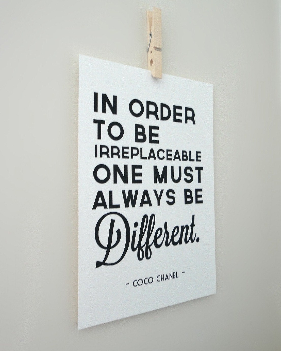 Art Print Coco Chanel Quote Always Be Different Archival A4 Print