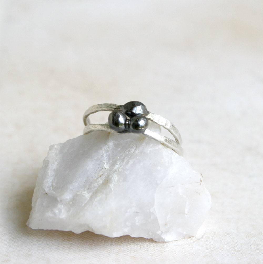 Fine Silver Rings, Delicate Stacking Rings, Slender Promise Rings, Pebble Rings