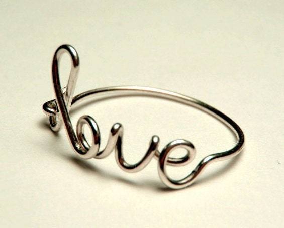 sterling silver love ring- love script ring- Special price sterling silver wire 925- keoops8 shop