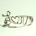 sterling silver 925 love wire hearth- script- word- love derby- wife ring