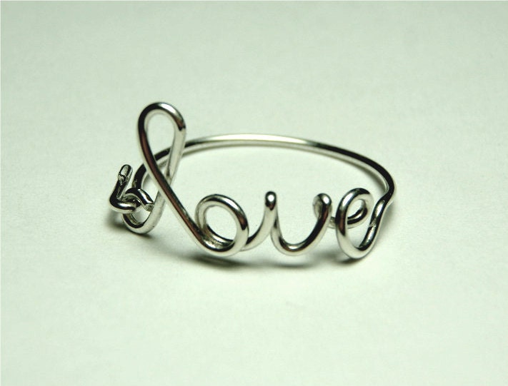 sterling silver love ring- love script ring- Special price sterling silver wire 925- keoops8 shop