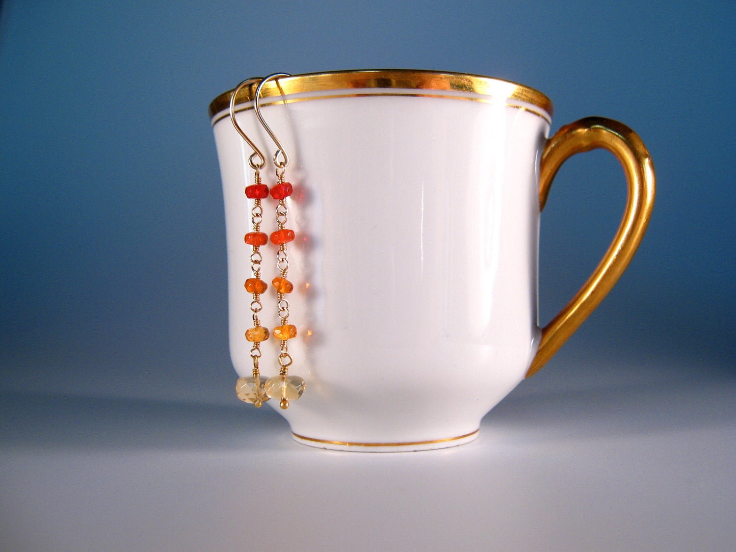 Handmade Mexican Fire Opal Earrings on 14k Gold Fill -by dirty rice designs