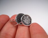 Handmade Stingray Skin Steel Gray Genuine Shagreen Earrings by dirty rice on etsy