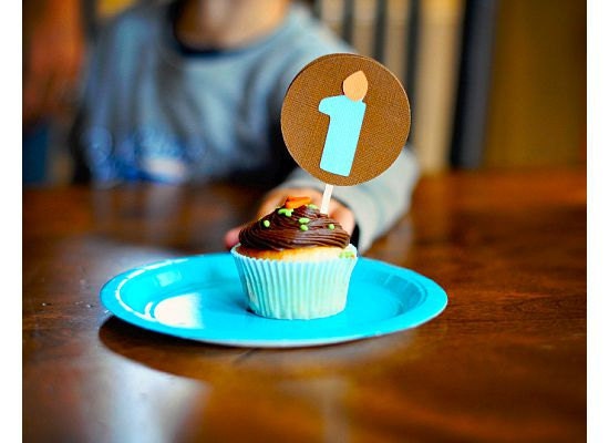 Birthday Candle cupcake toppers with age - set of 12