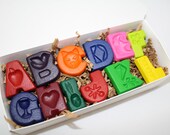Fun letter crayons - twenty six (26) -  complete set of alphabet letters in assorted colors