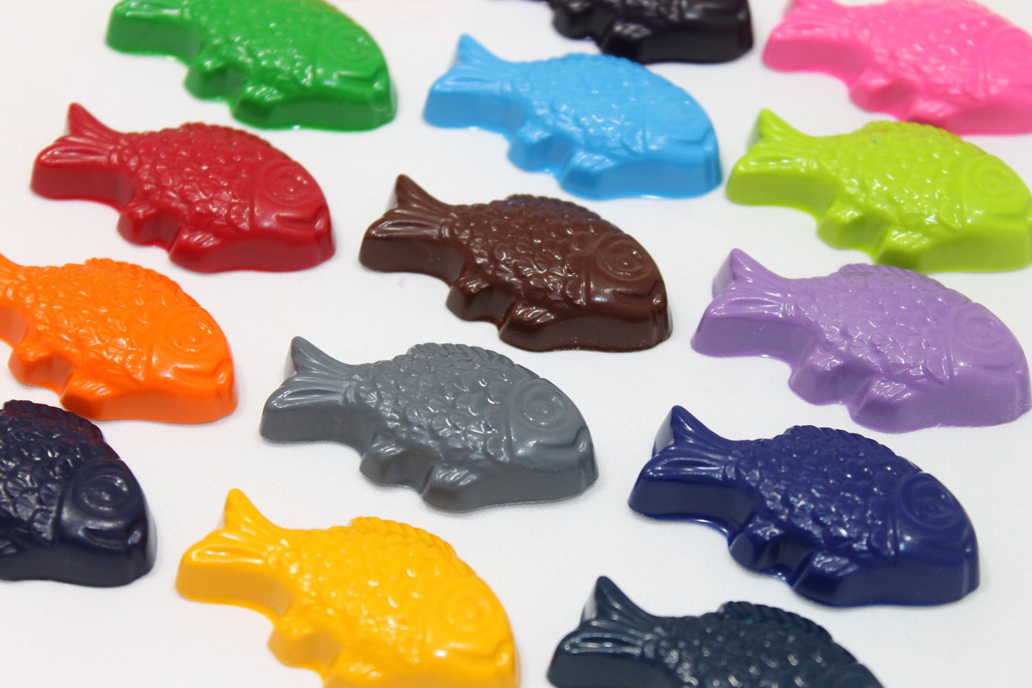 20 sets of 2 fish crayons - in cello bag tied with ribbon - choose your colors