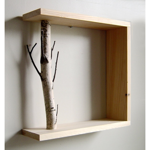 Reserves for Ellie - White Birch Forest - organic wall art/box shelf