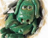 Green Dragon, Dragon Sculpture, OOAK Baby Dragon, Art Doll
