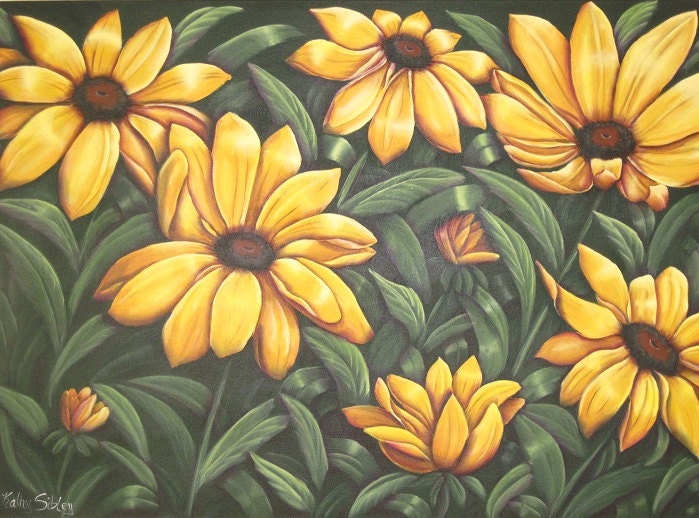 Black-eyed Susans Large Orginal Painting - 36 x 24 inches