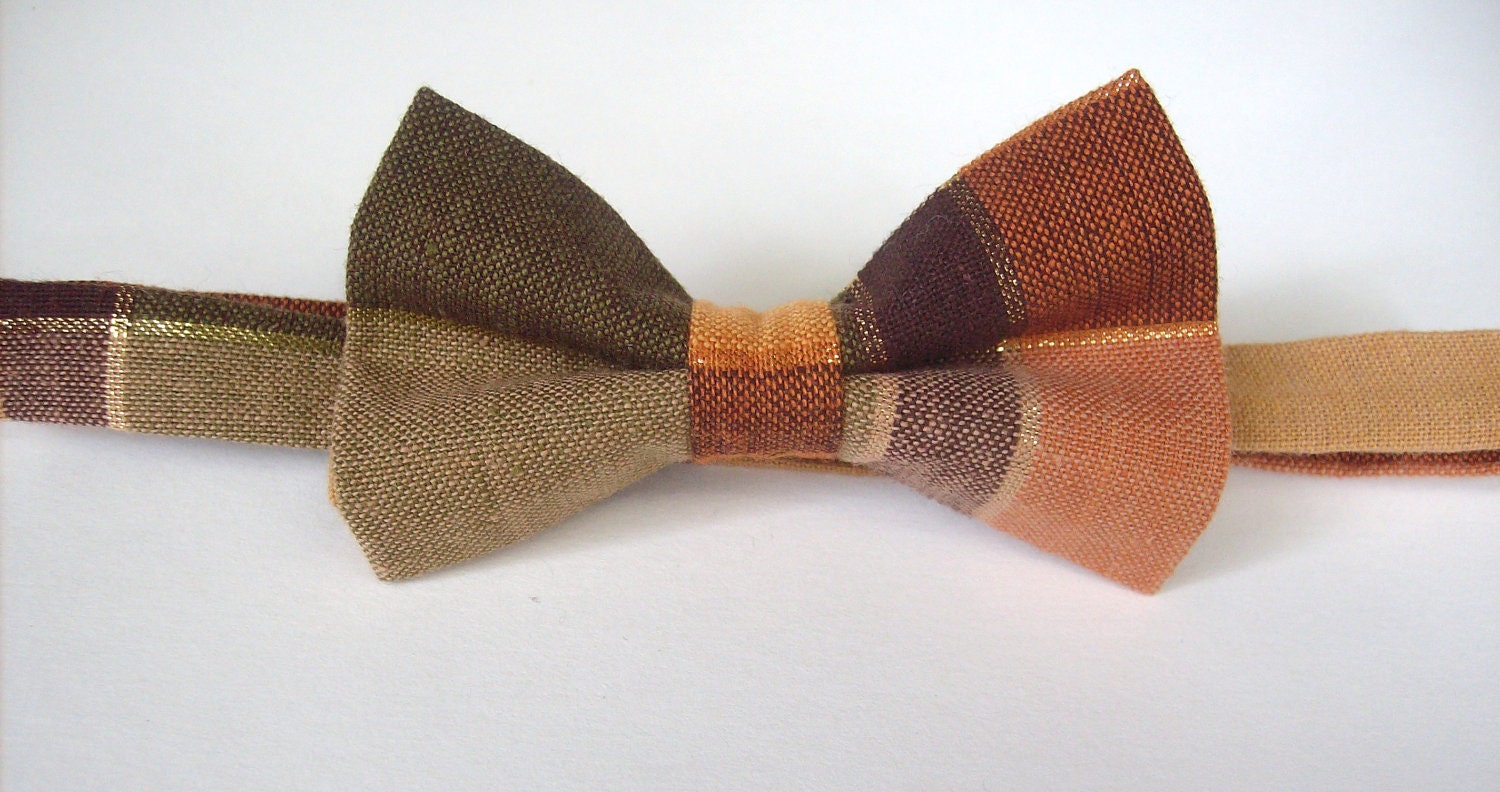 bow tie and suspenders for toddler boy - harvest green gold orange plaid