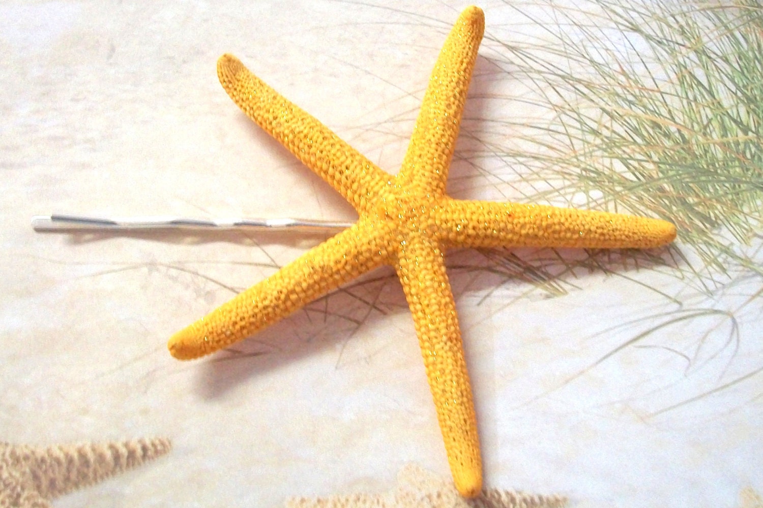 Sunshine Orange Fingers Starfish Bobby Pin for a Beach Bride Perfect Accessory for Beachside Wedding Mermaid Hair
