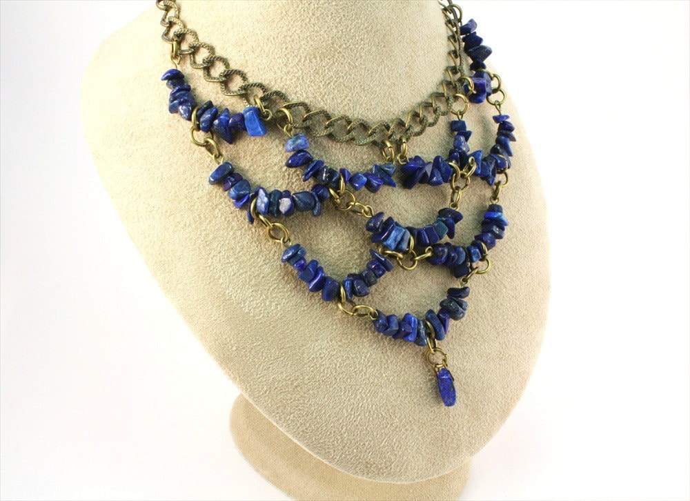 Lapis Lazuli Necklace on Lapis Lazuli Blue Bib Necklace By Tesorodelsol On Etsy