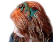 Organic Beaded Green and Brown Headband - MegansBeadedDesigns