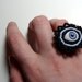 Staring - Evil Eye Ring in Blue and Black Adjustable Bead Embriodered