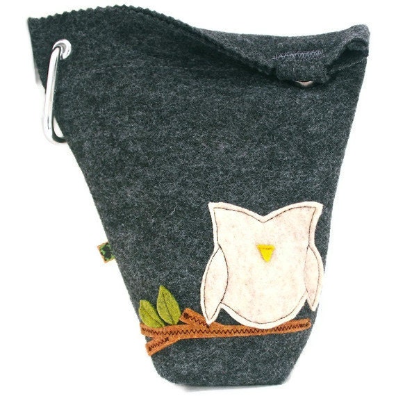 Leash Bag Large Felt Owl