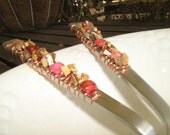 Beaded serving fork and spoon