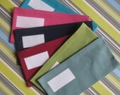 SIX Solid Fabric Cash Envelopes for Paper Currency/Choose Your Color//Most Economical Choice
