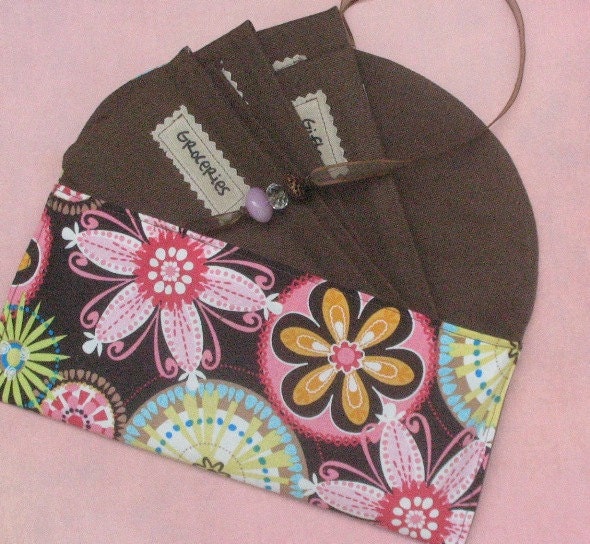 SIX Solid Fabric Envelopes (pink or brown)  with Velcro and Designer Carrier