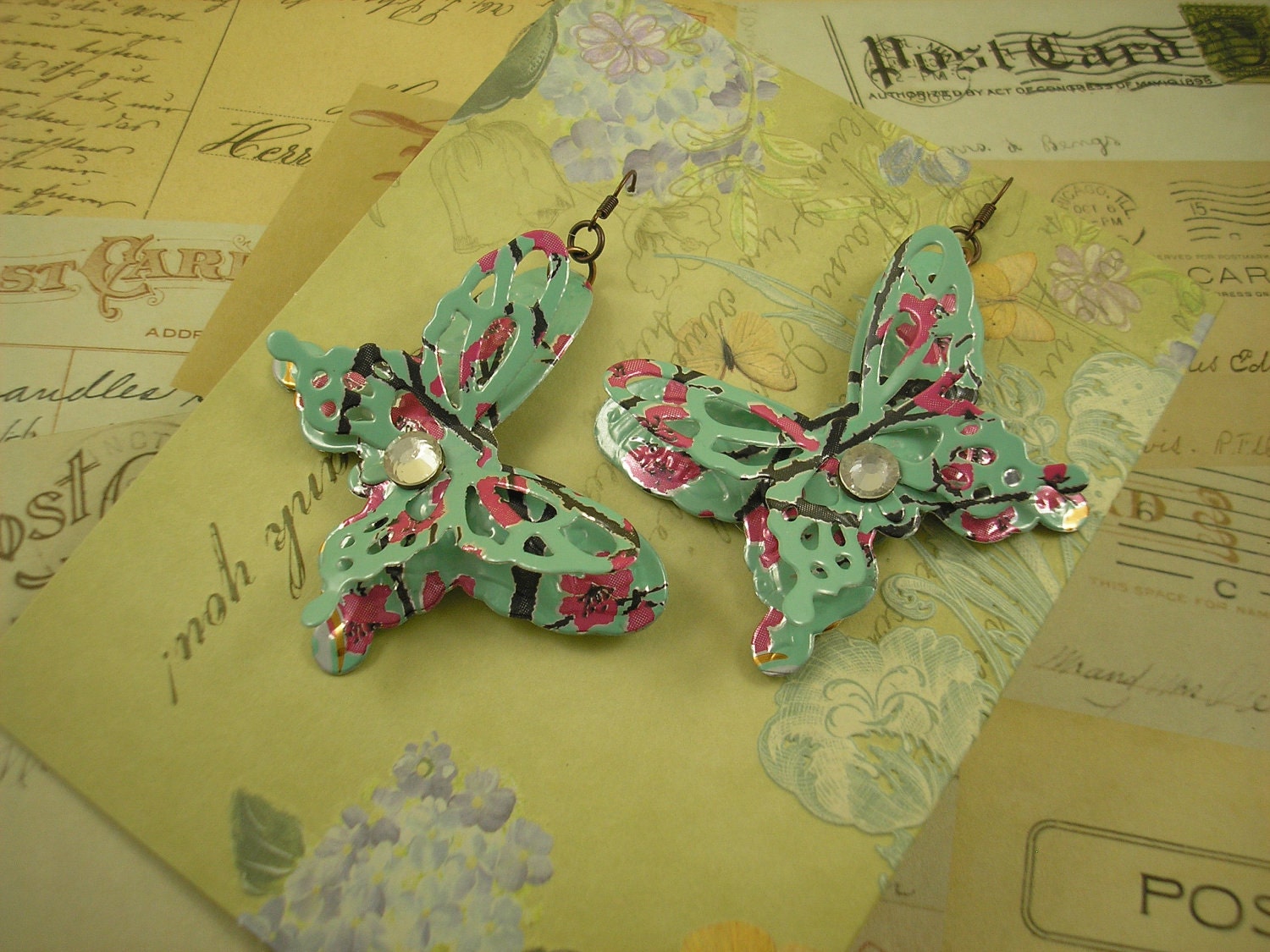 3D Butterfly Earrings. Recycled Soda Can Art. DOUBLE-sided. AZ Tea