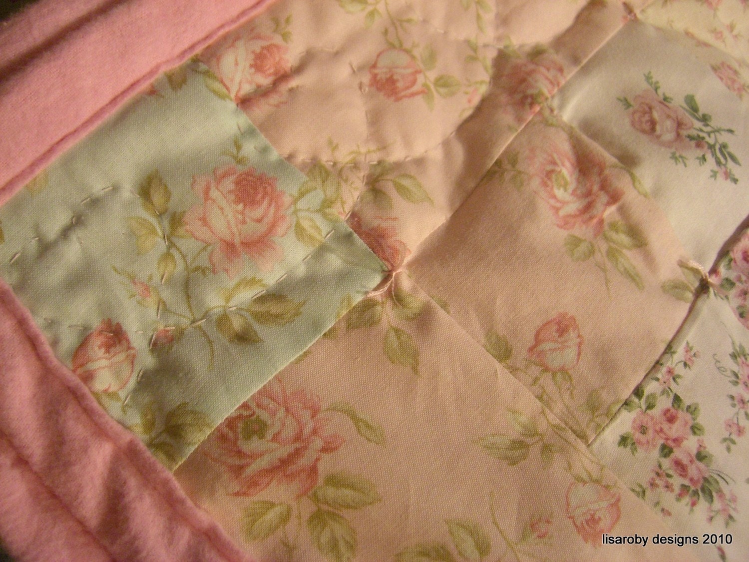 Baby Girl Crib Quilt Shabby Rose Patchwork - Custom Design