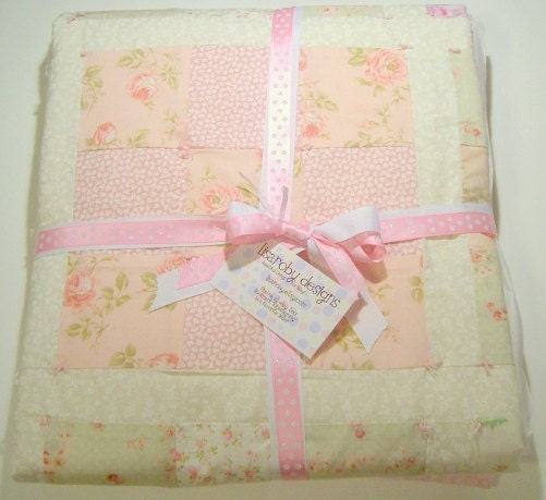 Baby Girl Crib Quilt Shabby Rose Patchwork - Custom Design